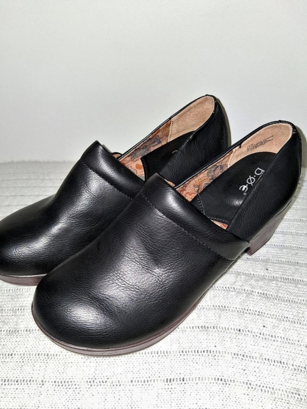 b.o.c Black Leather-Style Wedge Mules, Size Us Women 10M